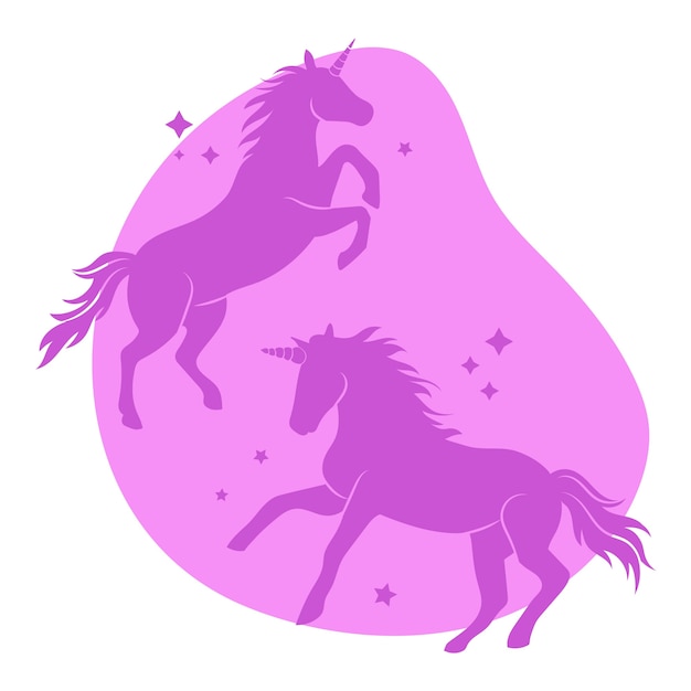 Kostenloser Vektor einhorn-schattenbildillustration des flachen designs