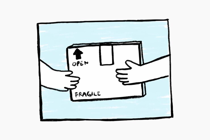 Kostenlose Vektor einkaufen paketzustellung doodle vektor kontaktloses konzept