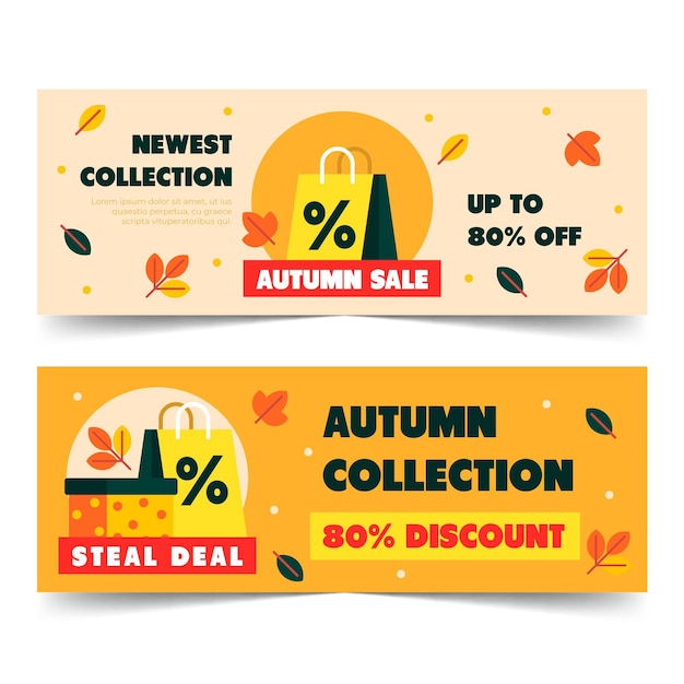 Einkaufstasche flaches design verkauf herbst banner