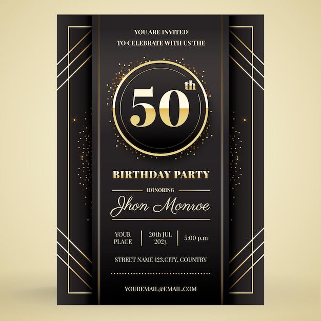 Einladung zum 50. Geburtstag mit Farbverlauf