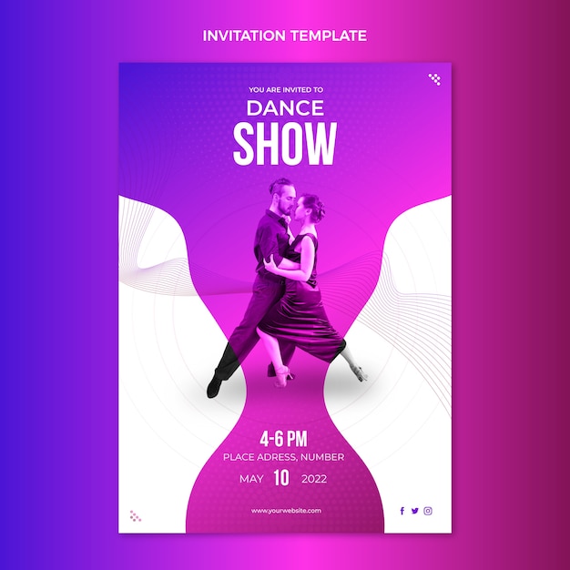 Einladungsvorlage für abstrakte flüssige tanzshows mit farbverlauf