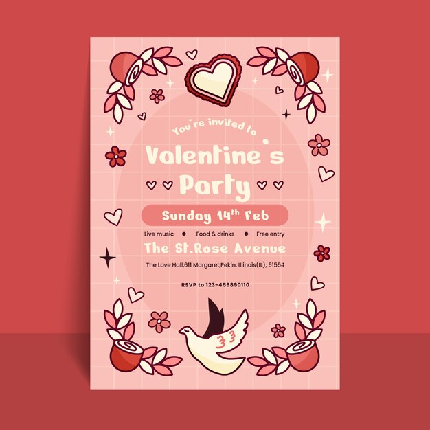 Einladungsvorlage zum Valentinstag
