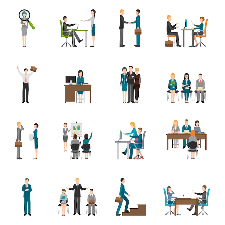 Kostenlose Vektor einstellungs-hr-leute icons set
