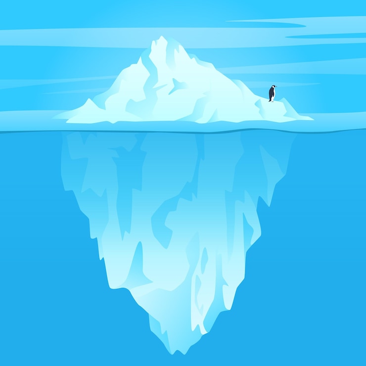 Kostenlose Vektor eisbergillustration im ozean