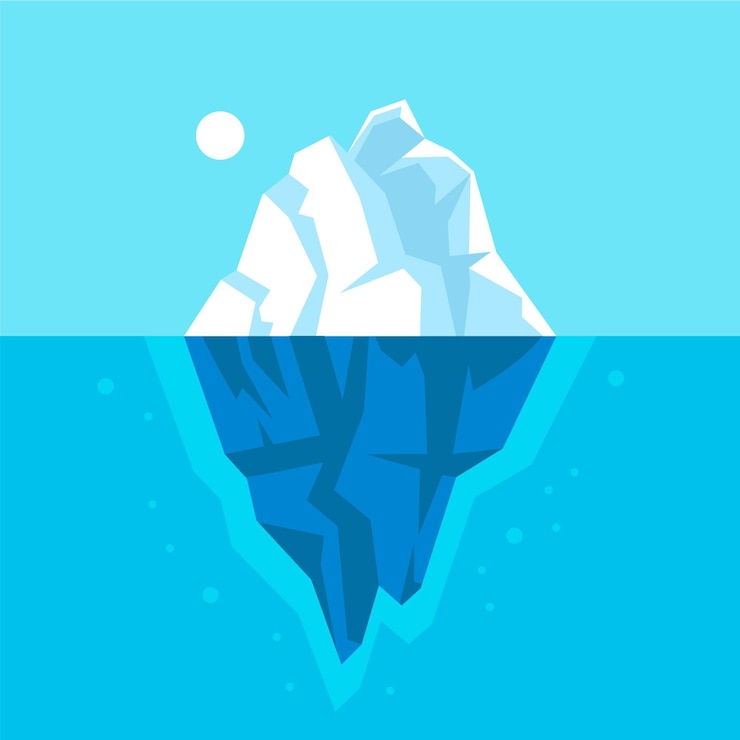 Kostenlose Vektor eisbergillustration im ozean