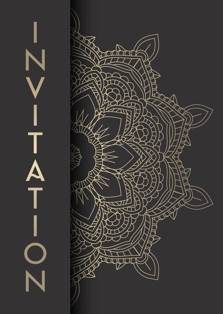 Kostenlose Vektor elegant einladungs-hintergrund mit dekorativem mandala-design