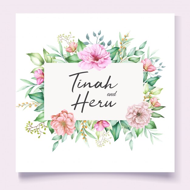 elegante Aquarellblumenhochzeitseinladungsentwurf