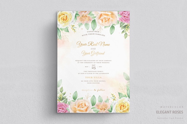 Elegante aquarellblumenhochzeitskarte