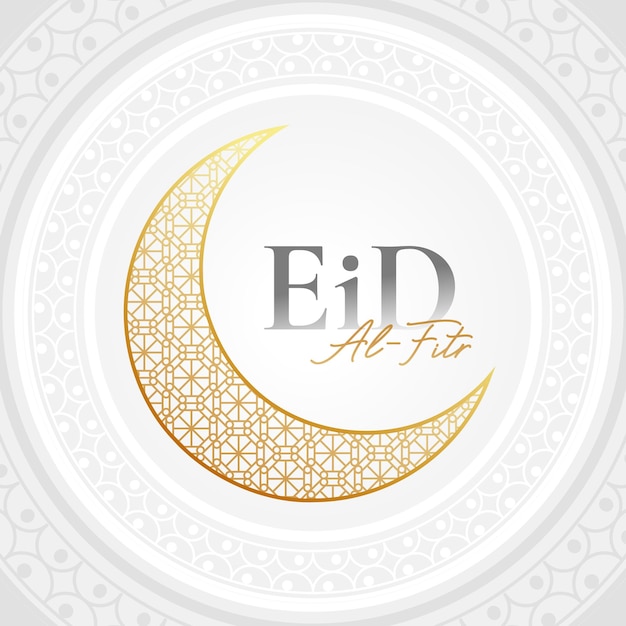 Kostenloser Vektor elegante eid-ul-fitr-feierkarte mit goldenem halbmond-design