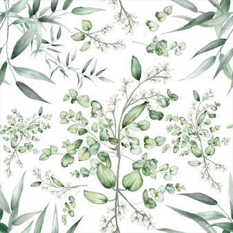 Elegante handzeichnung eukalyptusblätter muster