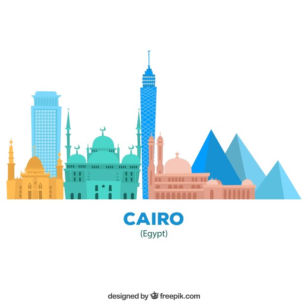 Elegante Kairo-Skyline mit flachem Design