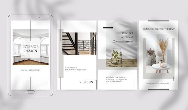Elegante minimalistische Design-Instagram-Geschichten