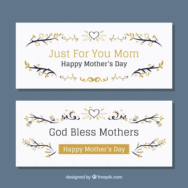 Elegante mutter tag banner mit floralen elementen