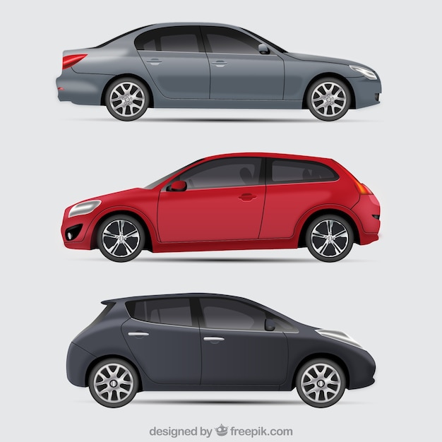 Elegante Reihe von modernen Autos