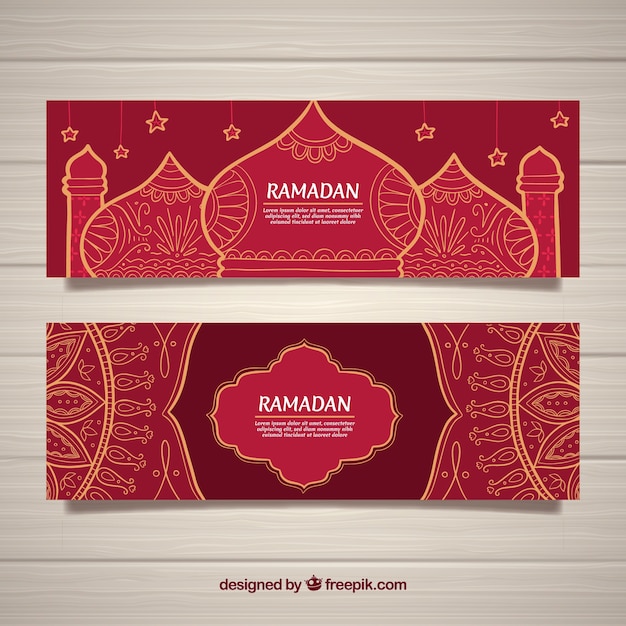 Kostenloser Vektor elegante rote ramadan-banner