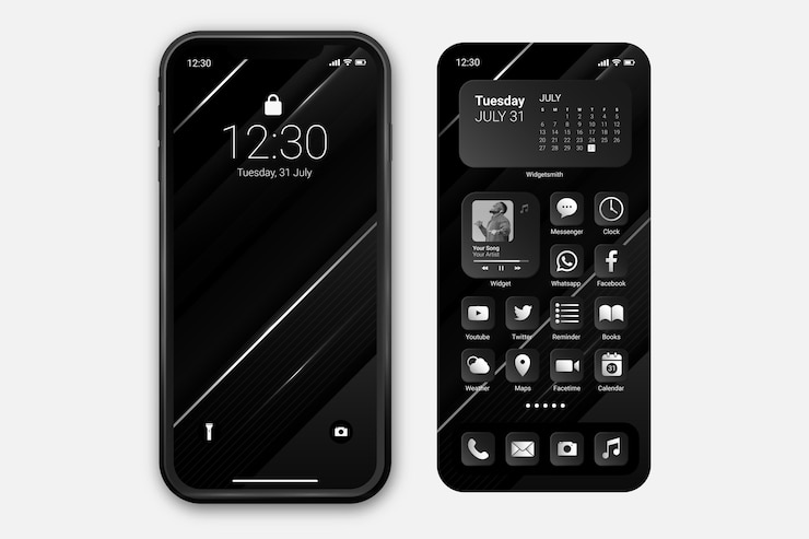 Kostenlose Vektor elegante startbildschirmvorlage für smartphone