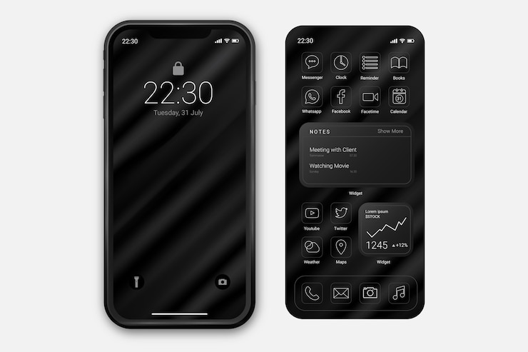 Kostenlose Vektor elegante startbildschirmvorlage für smartphone