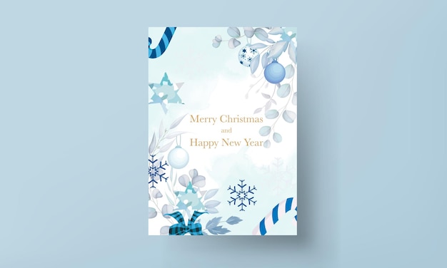 Elegante weihnachtskarte mit weißem weihnachtsschmuck