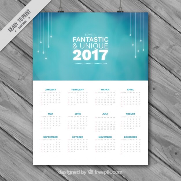 Eleganter blauer 2017 kalender