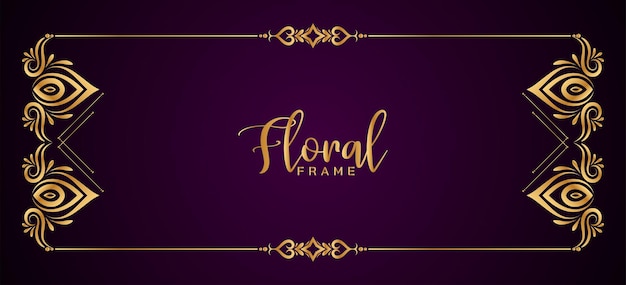 Eleganter dekorativer goldener rahmen florales violettes banner-design
