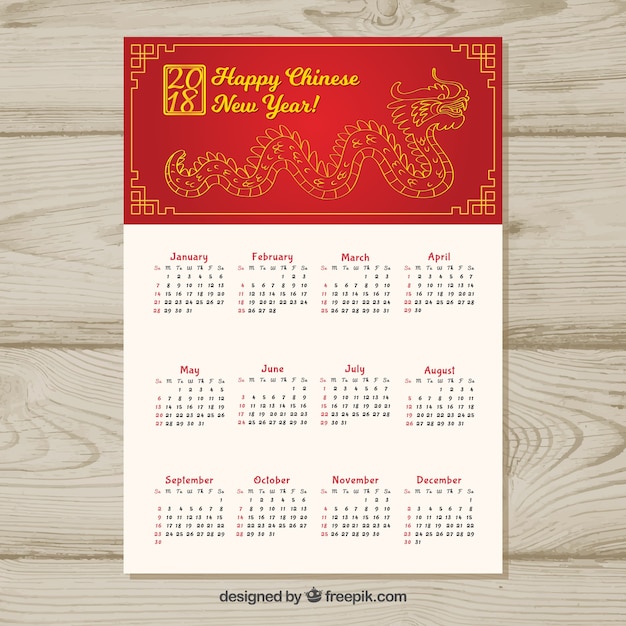 Eleganter kalender für chinesisches neues jahr