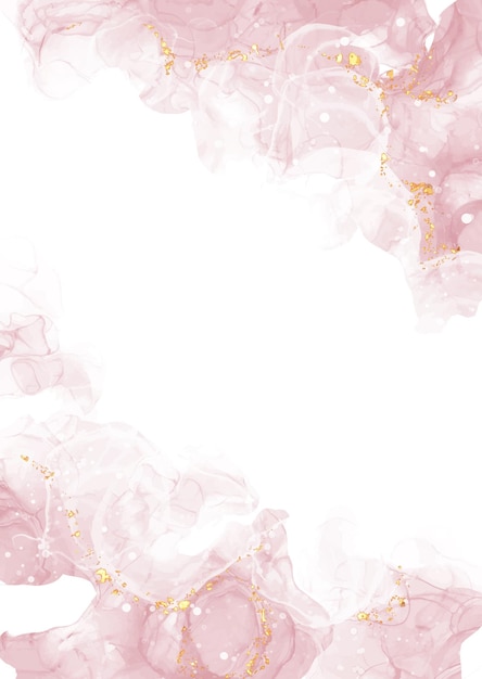 Eleganter pastellrosa Hintergrund mit Alkoholtinte und goldenen Glitzerelementen