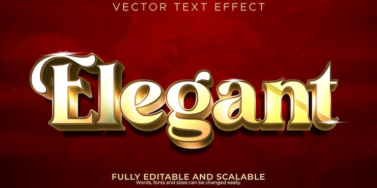 Kostenlose Vektor eleganter texteffekt, editierbarer luxus und glänzender textstil