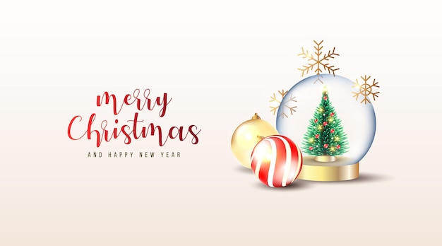 Eleganter und realistischer weihnachtshintergrund mit 3d-ornamenten