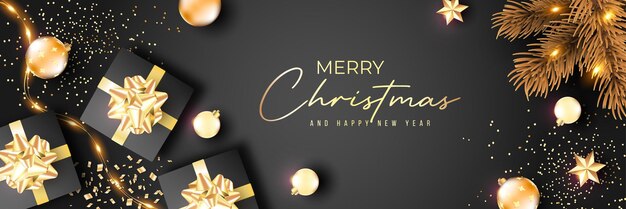 Eleganter und realistischer weihnachtshintergrund mit 3d-ornamenten