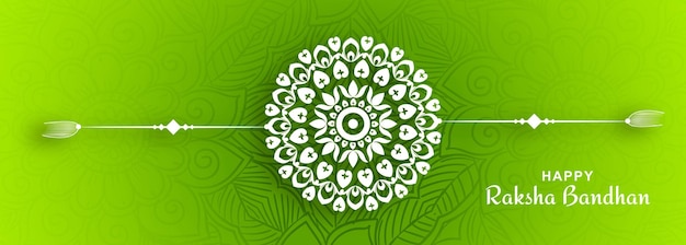 Elegantes dekoratives rakhi für raksha bandhan green banner festival kartendesign