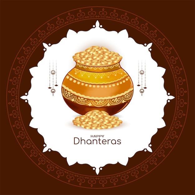 Kostenloser Vektor elegantes happy dhanteras indisches festival begrüßung hintergrundvektor