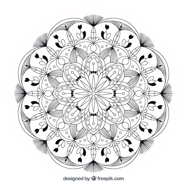 Elegantes Mandala mit linearer Art