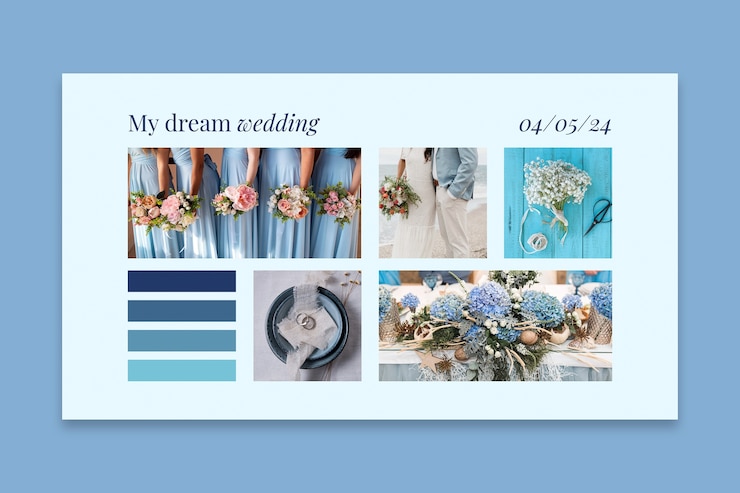 Kostenlose Vektor elegantes, minimalistisches hochzeits-visionboard