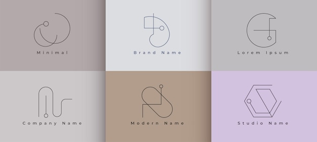 Kostenloser Vektor elegantes, minimalistisches logo-design-set von sechs