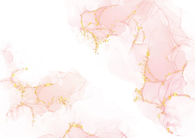 Elegantes pastellrosa handgemaltes Alkoholtintendesign mit goldenen Elementen