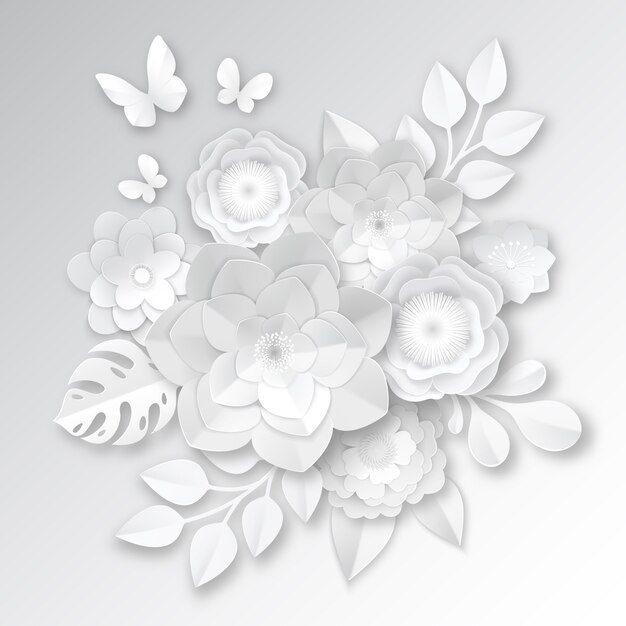 Elegantes Weißbuch schnitt Blumen