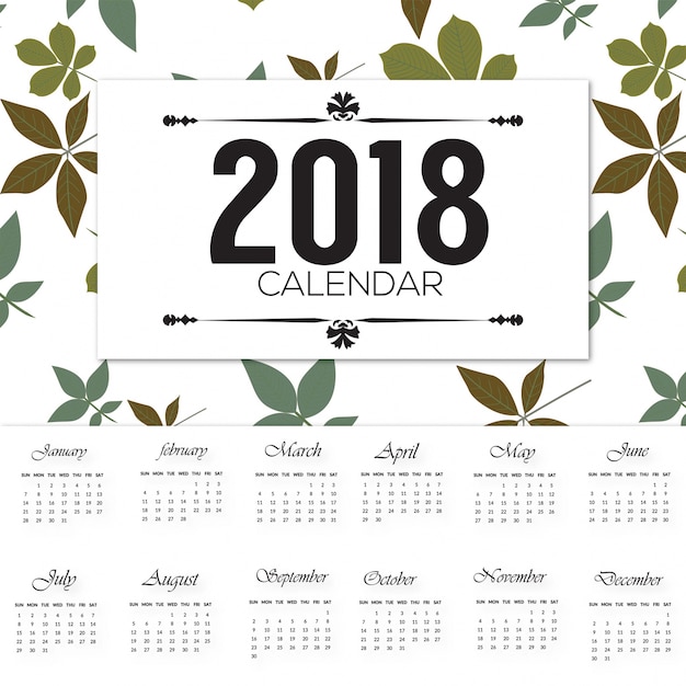 Kostenloser Vektor elegent 2018 kalender desgin