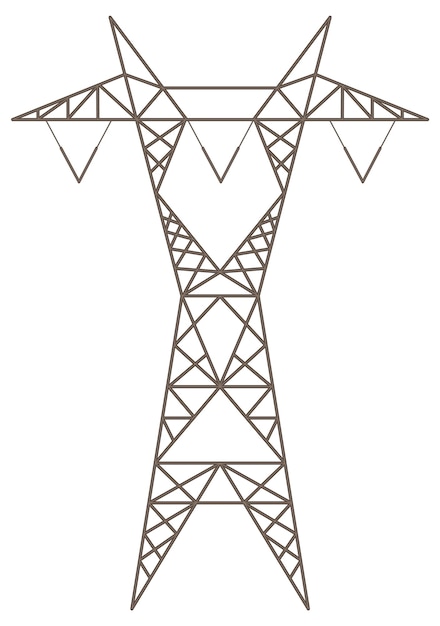 Elektrischer Hochspannungsmast auf weißem Hintergrund