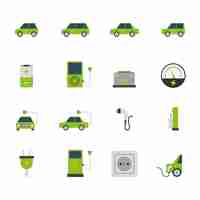 Kostenloser Vektor elektroauto-icon-set