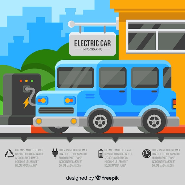 Kostenloser Vektor elektroauto infografik