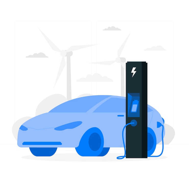 Kostenlose Vektor elektroauto konzept illustration