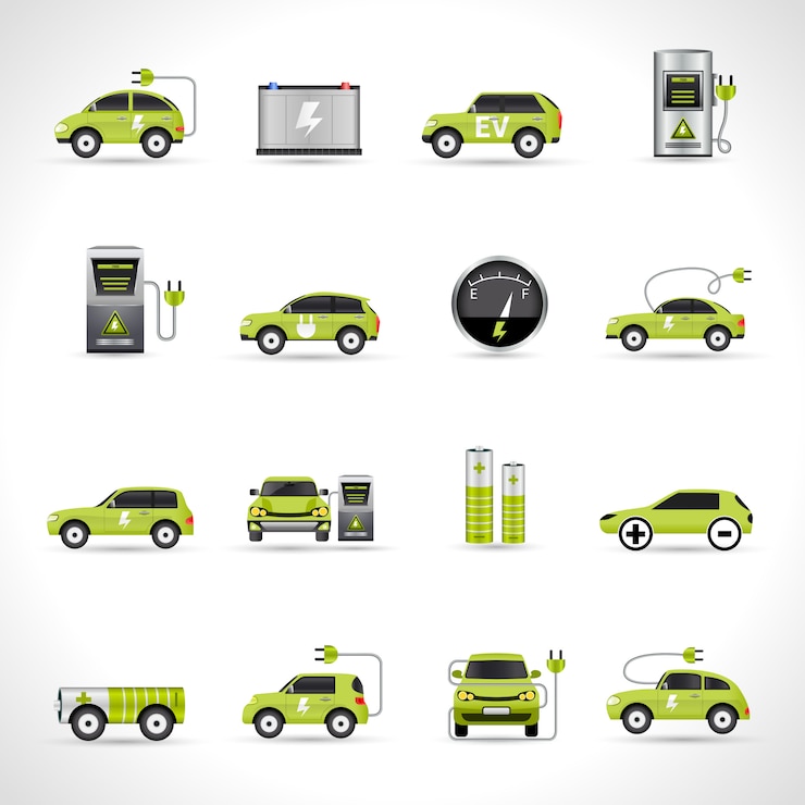 Kostenlose Vektor elektroauto-symbole