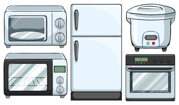 Kostenloser Vektor elektronische geräte in der küche illustration verwendet