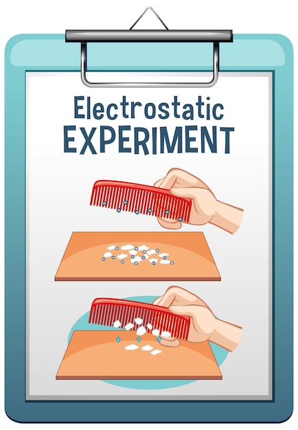 Kostenloser Vektor elektrostatisches experiment mit kamm und papier