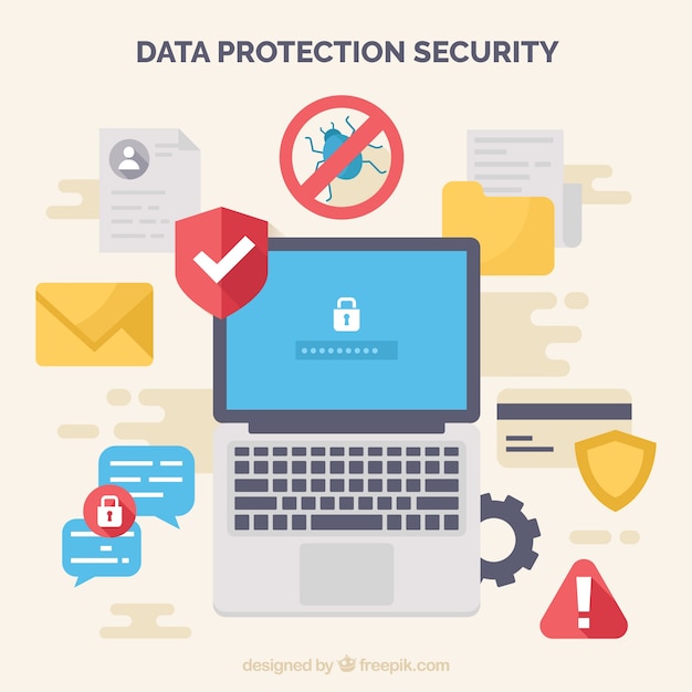 Kostenloser Vektor element hintergrund zum schutz von daten in flachen design
