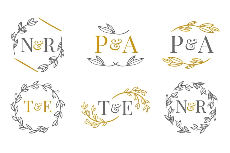 Kostenlose Vektor elgante hochzeitsmonogramme