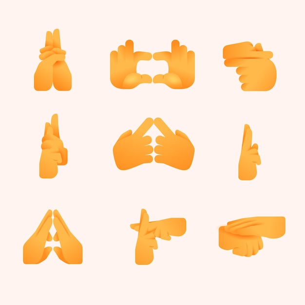 Kostenloser Vektor emoji-hände-elementsatz