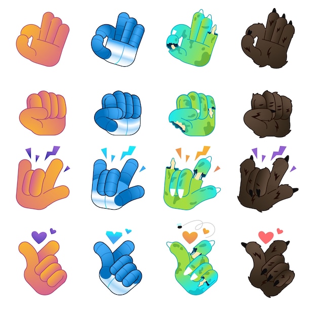 Kostenloser Vektor emoji-händeelement mit farbverlauf