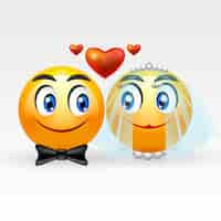 Kostenloser Vektor emoji-illustration für eine hochzeit