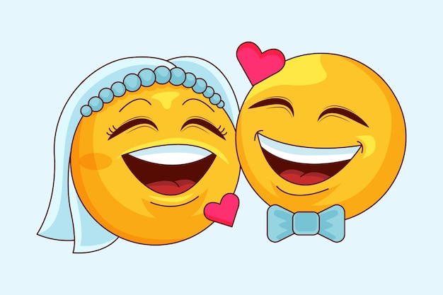 Kostenloser Vektor emoji-illustration für eine hochzeit